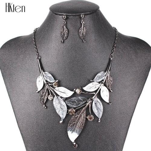 MS20641 Fashion Brand Jewelry Sets Gunmetal Plated Elegant Leaf Design 5Colors High Quality Party Gifts New Free Shipping