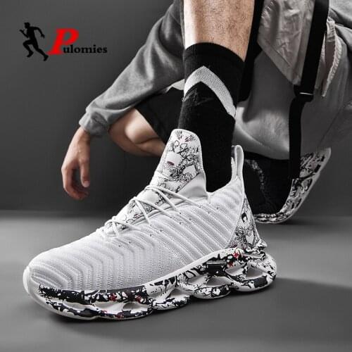PULOMIES Men Ankle Boots Casual Shoes Baskteball Sneakers Men Sport Shoes Walking Shoes Bubble Cushion Platform Sneakers