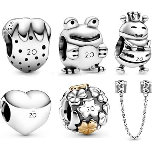 NEW 2020 100% 925 Sterling Silver 20th anniversary Limited Edition Charm Fit Diy Women Original Bracelet Fashion Jewelry Gift