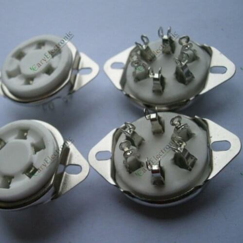 Wholesale and retail 8pcs New 6pin silver Ceramic vacuum tube socket top mount valve Fr 310 366 audio free shipping