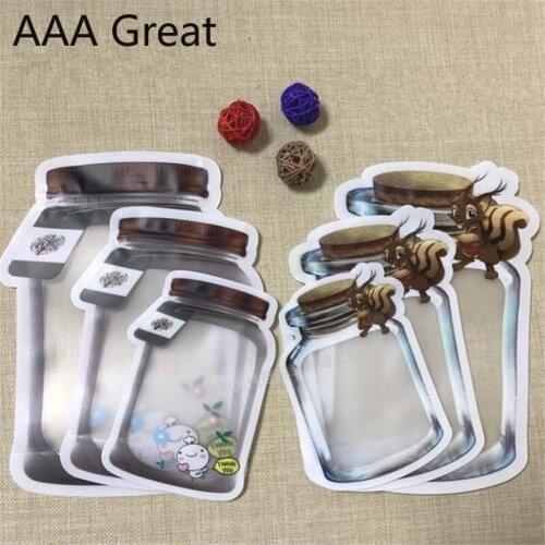 50Pcs/Lot Bottle Shape Food Storage Bags Reclosable PE Ziplock Sealing Sealer Bag Keep Food Fresh Plastic Matte Clear Pouches