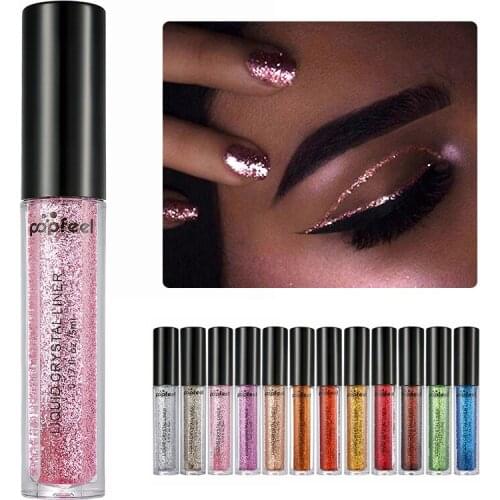 Popfeel Eyes Makeup Glitter & Shimmer Liquid Diamond Pearly Shinning Cream for Eye Shadow liner Make up Eye Liner Glitters