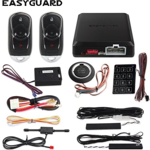 EASYGUARD Proximity lock unlock remote car alarm auto start stop push button start touch password keypad shock sensor alarm car