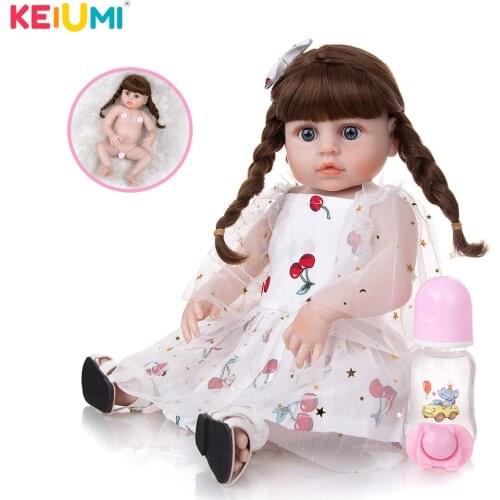 KEIUMI 19 Inch Full Silicone Vinyl Reborn Baby Girl Waterproof Doll Customize Reborn Doll Toys For Kids Birthday Gifts