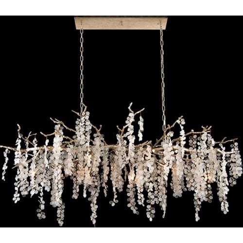 All copper large long leaf crystal chandelier living room dining room personalized creativity modern fashion light luxury lamps