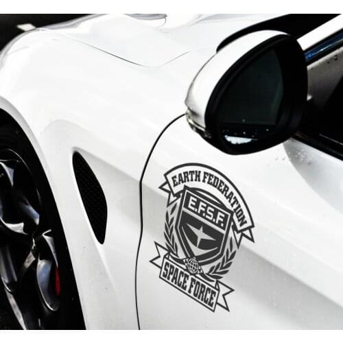 Car Styling Decal Auto Window Engine Hood Door Tail Stickers for Classic Cartoon Anime Earth Federation Logo Space Force