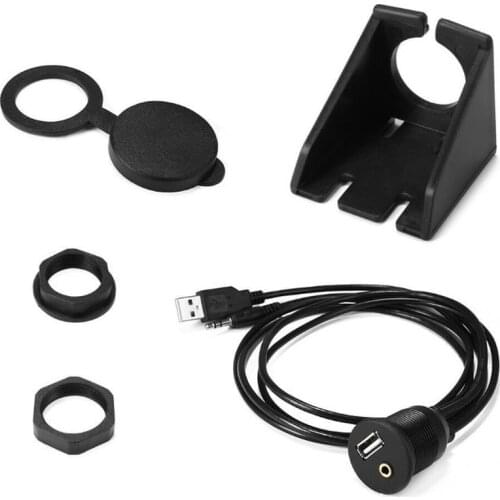 Car Dashboard Flush Mount USB Port Audio AUX Extension Usb Audio Waterproof Cable with Lead Cable 1M