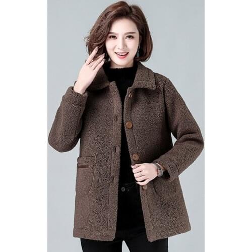 Winter Granular Velvet Jacket Female Overcoat Fashion Oversize Mom Casual Coat Long Warm Lamb Velvet Parka Coats Outerwear Women