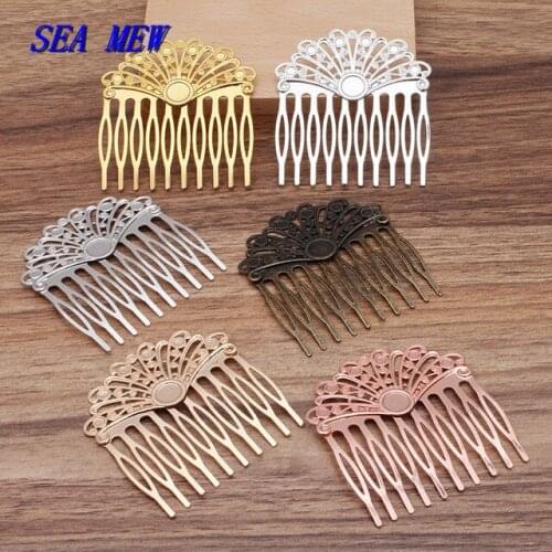 10pcs 55*60mm Copper Filigree 10 Teeth Hair Combs Base For Women Hair Combs Wedding DIY Jewelry Accessory