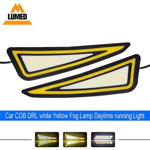 10pcs COB led drl LED Car turn signal DRL daylight white Yellow Fog Lamp Daytime running Light waterproof Car Styling 12V