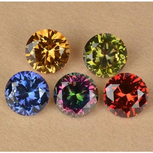 12# White Sapphires Plating Mix Color Colorful Multicolor Round Machine Cut Corundum Stone Synthetic Gems For Jewelry Making