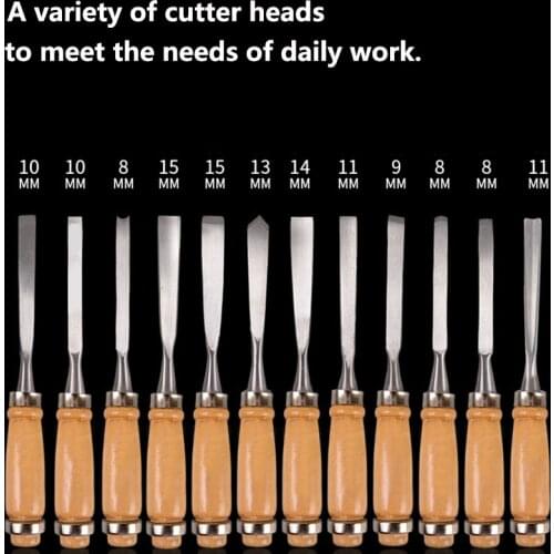 12pcs Professional Wood Carving Chisel Knife Hand Tool Set For Basic Detailed Carving Woodworkers Gouges
