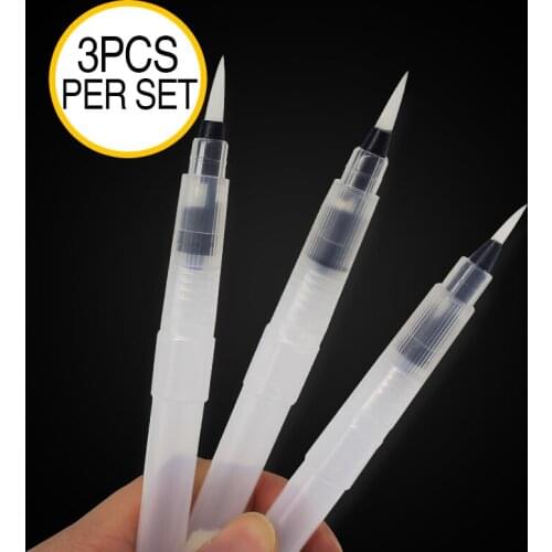 3Pcs Art supplies Nylon Hair Watercolor Paint Brushes Set Barrel Water Drawing Watercolor markers Pen for Artists