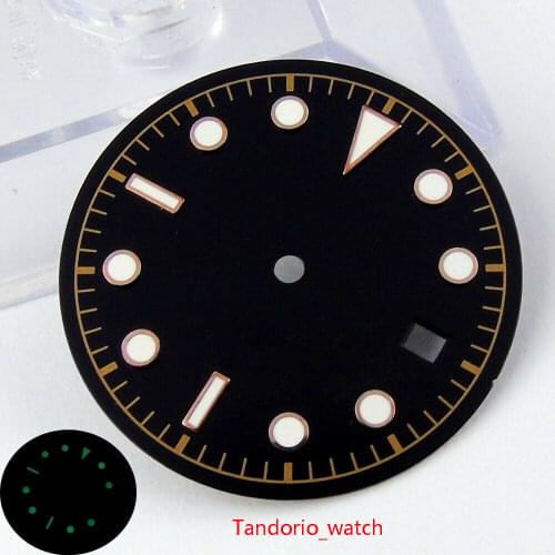New 30.4MM black dial luminous markers fit NH35A Movement Mens watch dial