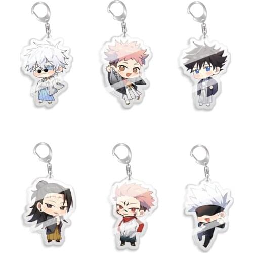 5-10pcs Anime Jujutsu Kaisen Gojo Satoru Itadori Yuji Megumi Figure toy pendant key ring KeyChain Charms for Mens girls Gift