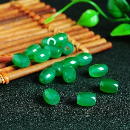 Authentic natural jade myelin rice beads scattered beads translucent green jade transfer beads DIY jewelry string jade beads