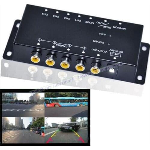 Car 4-Way Composite RCA Video Splitter Distribution support car rear front side view cameras four cameras control box switch
