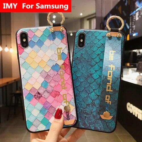 Fish scales Phone Holder case For Samsung Galaxy A50 A51 A71 A70 A30 A20 S9 S8 S10 S20 Ultra Note 8 9 10 plus Wrist Strap case