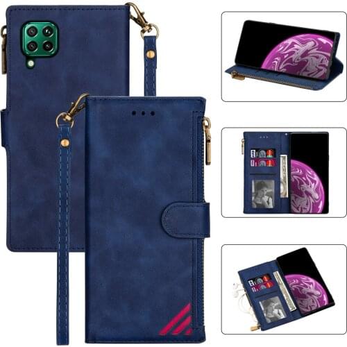 P Smart Plus 2020 Flip Phone Case for Huawei P30 P40 Lite Mate 20 30 Pro Honor 30S Coque Zipper Card Slot Folded Bracket Cover