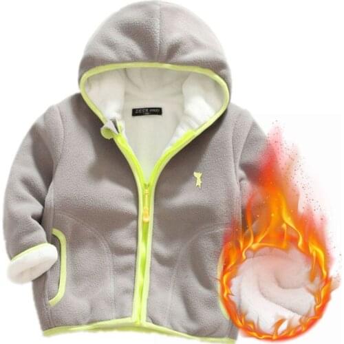 Children coral velvet hoodies coat winter plus velvet kids thick warm jacket outerwear for baby boys girls Size 100-140 Dwq677