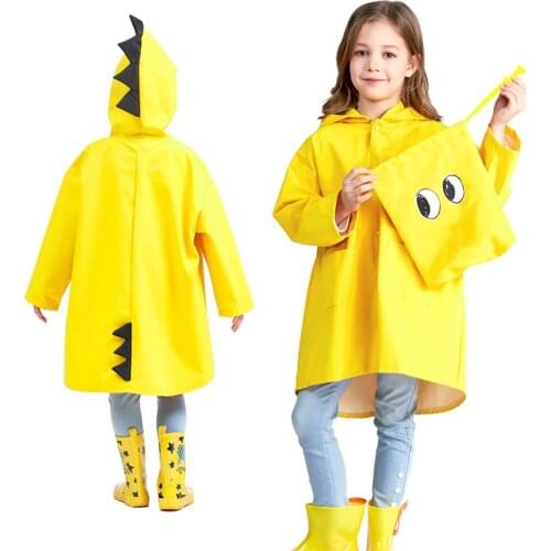 Cute Dinosaur Polyester Baby Raincoat Outdoor Waterproof Rain Coat Children Impermeable Poncho Boys Girls Rain Jacket Poncho