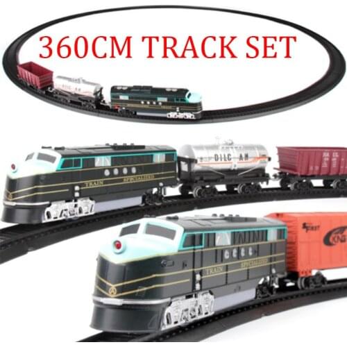 Electric Train Toy 360CM Electric Train Model Railway Set Trains High Speed Rail assembling DIY toys gift