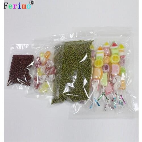 Ferimo100pcs Transparent bags self sealing bags miscellaneous grains dry food packaging bags, PE plastic sealed bags
