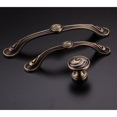 JD 4PCS Green Bronze Handle Cabinet Door Handle Antique Modern Wardrobe Drawer Handle Furniture Handle Hardware