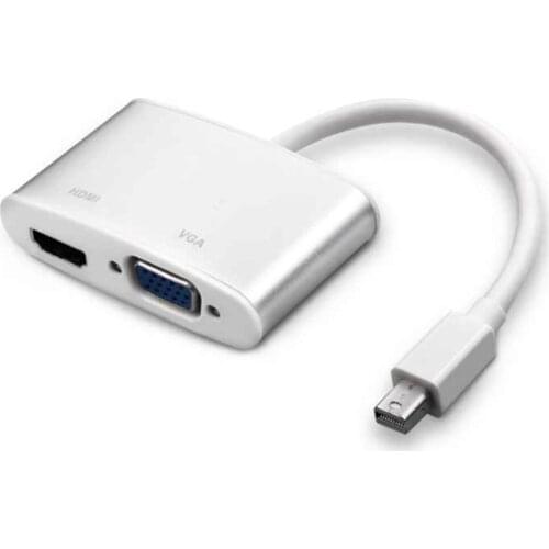 10pcs/lot Gold Thunderbolt 2 in 1 Mini DisplayPort DP to HDMI VGA Adapter Cable for Apple Macbook