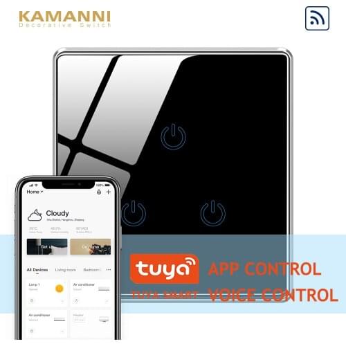 Kamanni WiFi Touch Light Switch Zigbee,Tuya Control 3 Gang 1 Way Golden/Black/White/Grey 4 Colors Optional 1/2/3 Gang 1 Way 10a