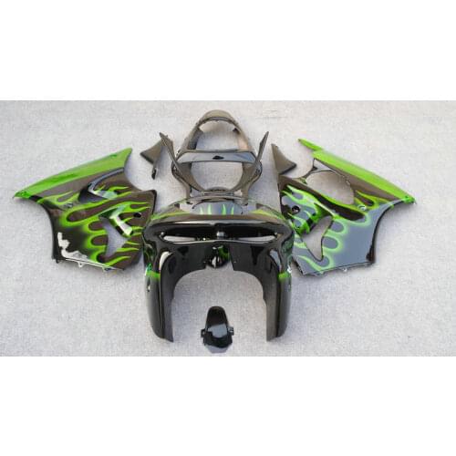 Motorcycle Fairing kit for KAWASAKI Ninja ZX6R 636 98 99 ZX 6R 1998 1999 zx6r ABS green flames black Fairings set+gifts KX09