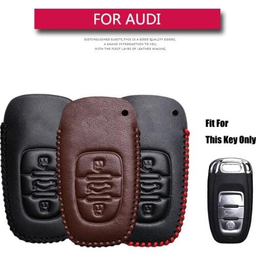 Leather Car Key Case Cover For Audi S3 S5 A3 8V 8L 8P A4 B6 B7 B8 B9 A6 C6 C5 Q3 Q5 Q7 A1 A7 A5 A8 Key Shell Auto Accessories