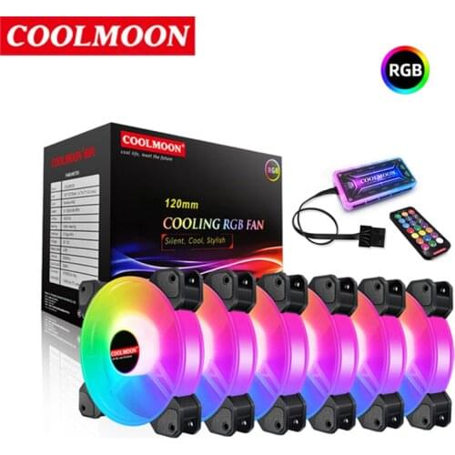 Coolmoon PC Fan 120mm RGB 6PIN Adjustable Colorful Lamp For Radiator Adjust Cooler speed lights Ventilador