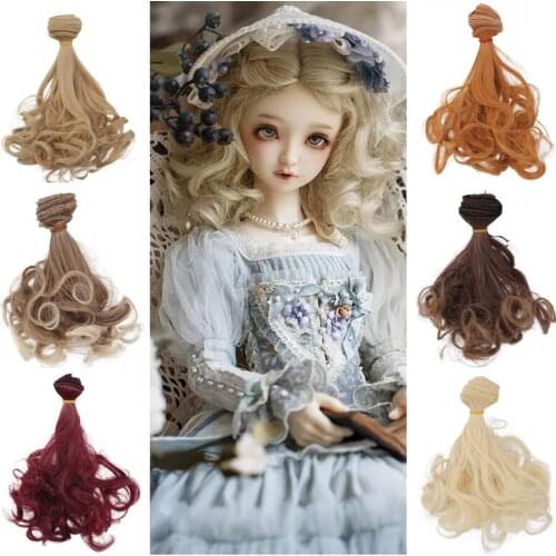 MUZIWIG 15*100CM Doll Accessories Hair Extensions Hair Wefts Tress For Dolls Curly Doll Wigs For 1/3 1/4 1/5 BJD/SD DIY Handmade