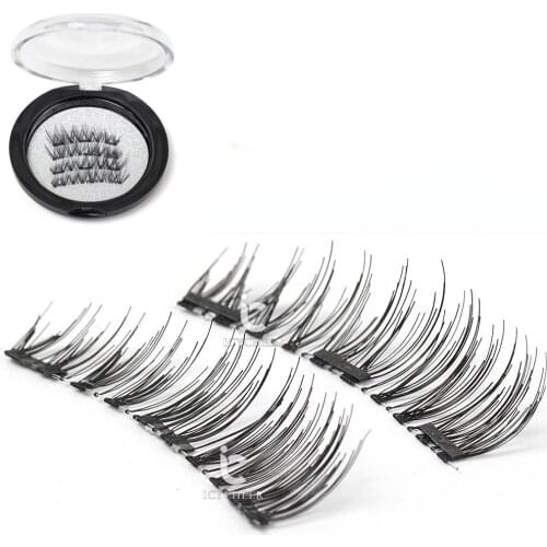 ICYCHEER NO GLUE Makeup Triple Full Magnetic Eye Lashes Set Three Magnet False Eyelashes 1 Pair Natural Look Handmade Soft Messy