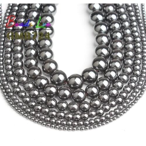 Natural Stone Black Hematite Round Loose Beads 2mm 3mm 4mm 6mm 8mm 10mm 12mm DIY Necklace Bracelet Jewelry Making Wholesale 15