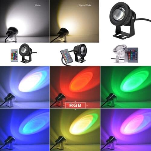 10W 12V RGB LED IP68 Underwater Spot Light Garden Pool Pond Aquarium Lamp Remote