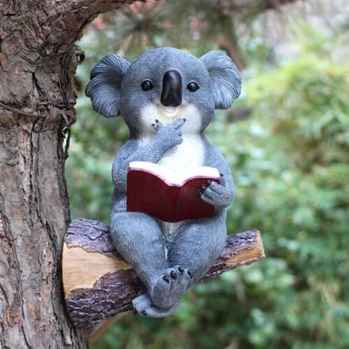 Resin Koala Solar Power Light Figure Garden Lamp Statue Sculpture Ornaments Yard Decoration Crafts Creative Decoration Tree Hang