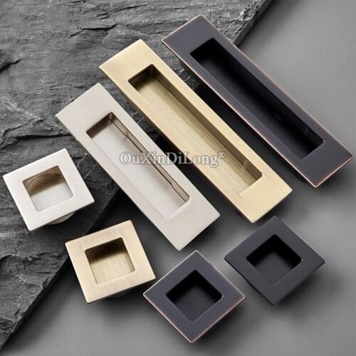 Stunning 2PCS Recessed Hidden Sliding Door Handles Cupboard Wardrobe Drawer Dresser Cabinet Pulls Handles Furniture Hardware