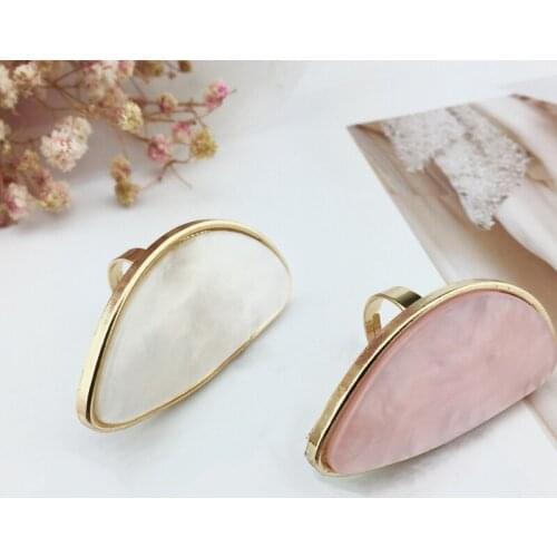 QCOOLJLY Woman Rings Acetate Plate Adjustable Ring Oval Acrylic Resin Geometry Rings Trendy Wedding Bands Jewelry Anel