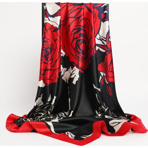Retro Print Head Wraps Silk Shawl Satin Square Scarf For Women Headscarf Neckerchief Female Foulard Hijab Hair Bands Bandana