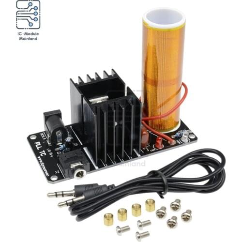 DC 15V 24V Assembled Mini Tesla Coil Plasma Speaker Music Arc Generator Resonant Wireless Transmission With Cable 15W Stereo