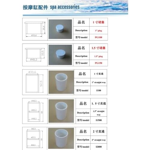 Different size PVC pipe block for spa and bathtub piping system model pg and i