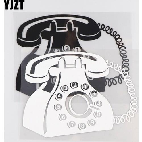 YJZT 16×11.9CM Telephone Personality Car Decoration Fashion Stickers Creative Vinyl Decals Black/Silver 20D-0151
