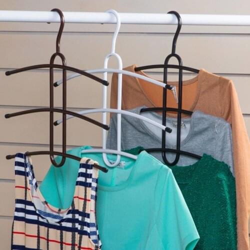 Iron Hangers For Clothes Multilayer Magic Fishbone Storage Closet Organizer Creative Anti-Skid Clothes Drying Rack