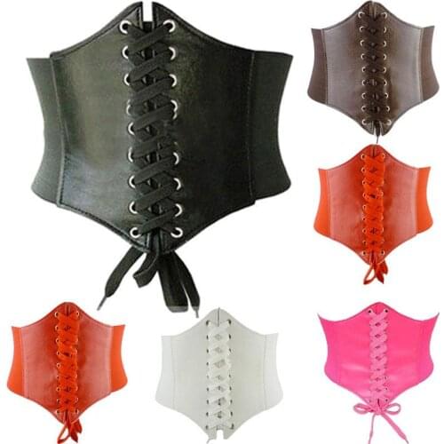 Women Ladies Soft PU Leather Wrap Around Tie Corset Cinch Waist Wide Dress Belt
