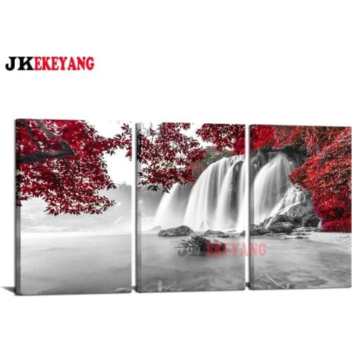 3pcs 5D Diy round/square diamond painting waterfall Diamond Mosaic Embroidery cross stitch Y4044