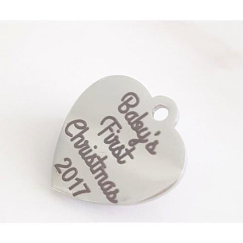 5pcs Babys First Christmas 2017 Charms, Stainless steel Newest Christmas Charm For Christmas Gift Jewelry Making