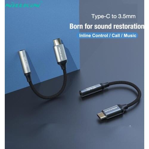 NILLKIN Type C to 3.5mm Headphone Jack Adapter USB C to Aux Audio Cable Cord DAC Chip For Samsung S20 Ultra Mi 9 Oneplus 8 Pro