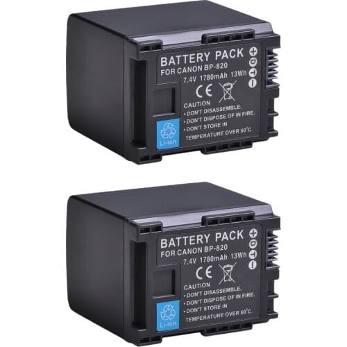 2pc 1780mAh BP-820 BP820 Camcorder Battery for Canon BP828 BP 820 G/X Series VIXIA, HF G30,XA20,XA25 Batteries
